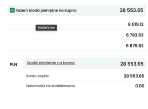 Dostępne środki pieniężne na zakup na rachunku IKE w BOSSA.